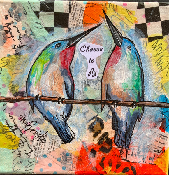 6 x 6 Canvas Collage -Choose to Fly- Hummingbirds
